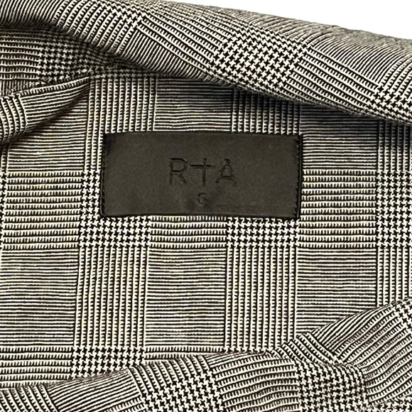 RtA Revolve Glen Check Plaid One Shoulder Asymmetrical Neck Top Jacket Sz 6 #931 - Picture 5 of 7